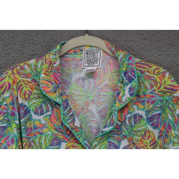 Mentally Exhausted Pajama Set-Shorts-Ruffle-Medium-Colorful - Picture 9 of 16